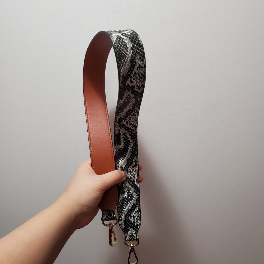 Snake print and brown replacement bag long strap